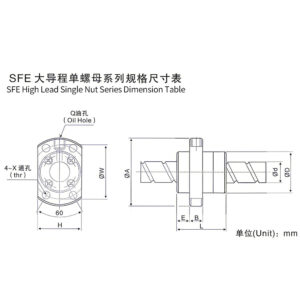 SFE series large lead single nut ball screw Parameters