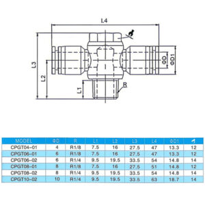 CPGT Outer Hex Double Male Pneumatic Coupler