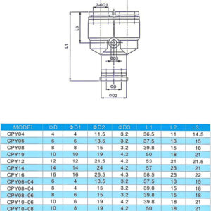 CPY Y Tee Pneumatic Quick Fitting