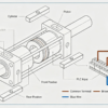 The cylinder is equipped with a magnetic switch for position feedback.